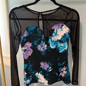 Guess Corset Top with Mesh Detail